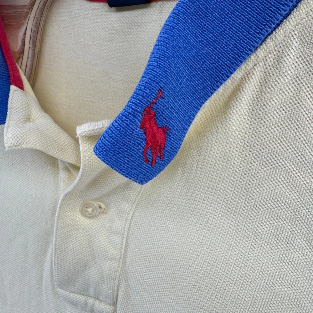 Polo Ralph Lauren Polo Shirt Mens 2XL Yellow Contrast Collar Pony Logo Casual